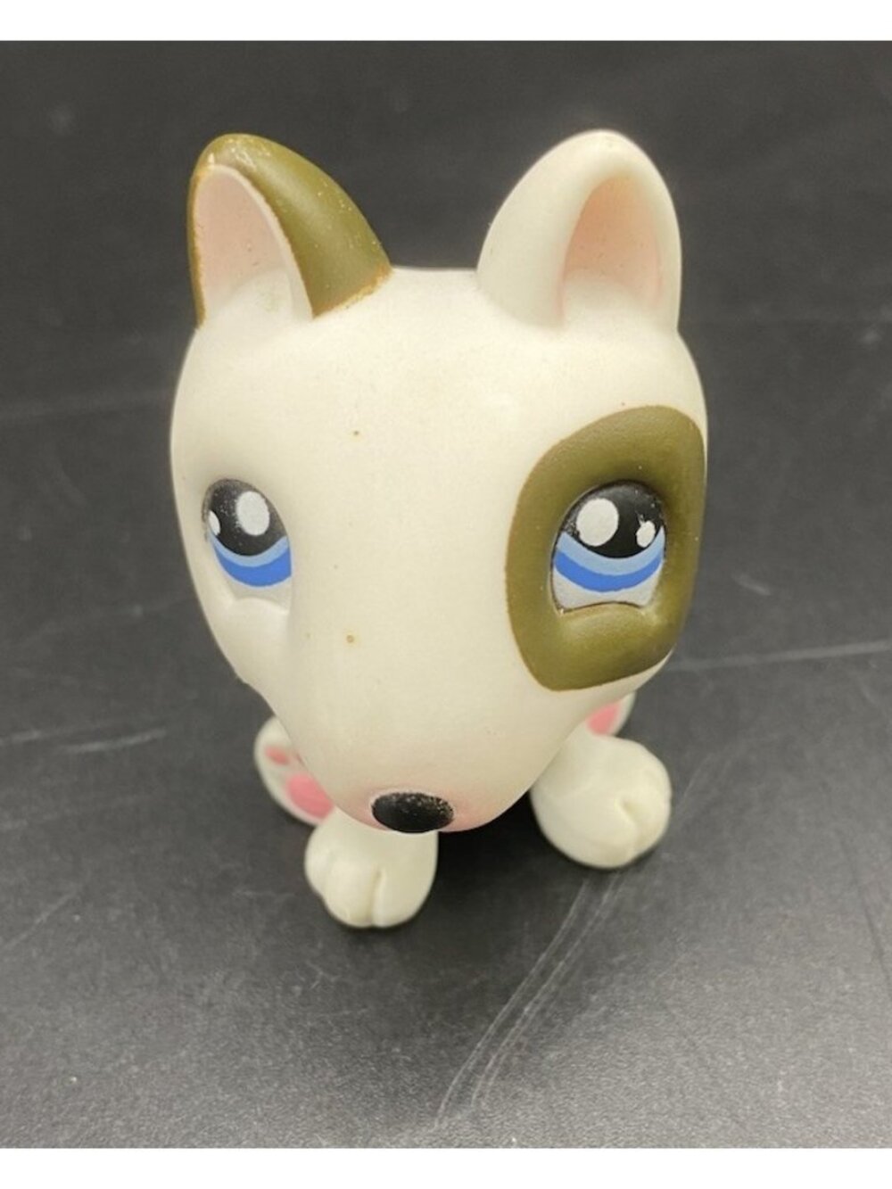 Littlest Pet Shop LPS Black White Bull Terrier Blue Eyes Electronic Diary Dog